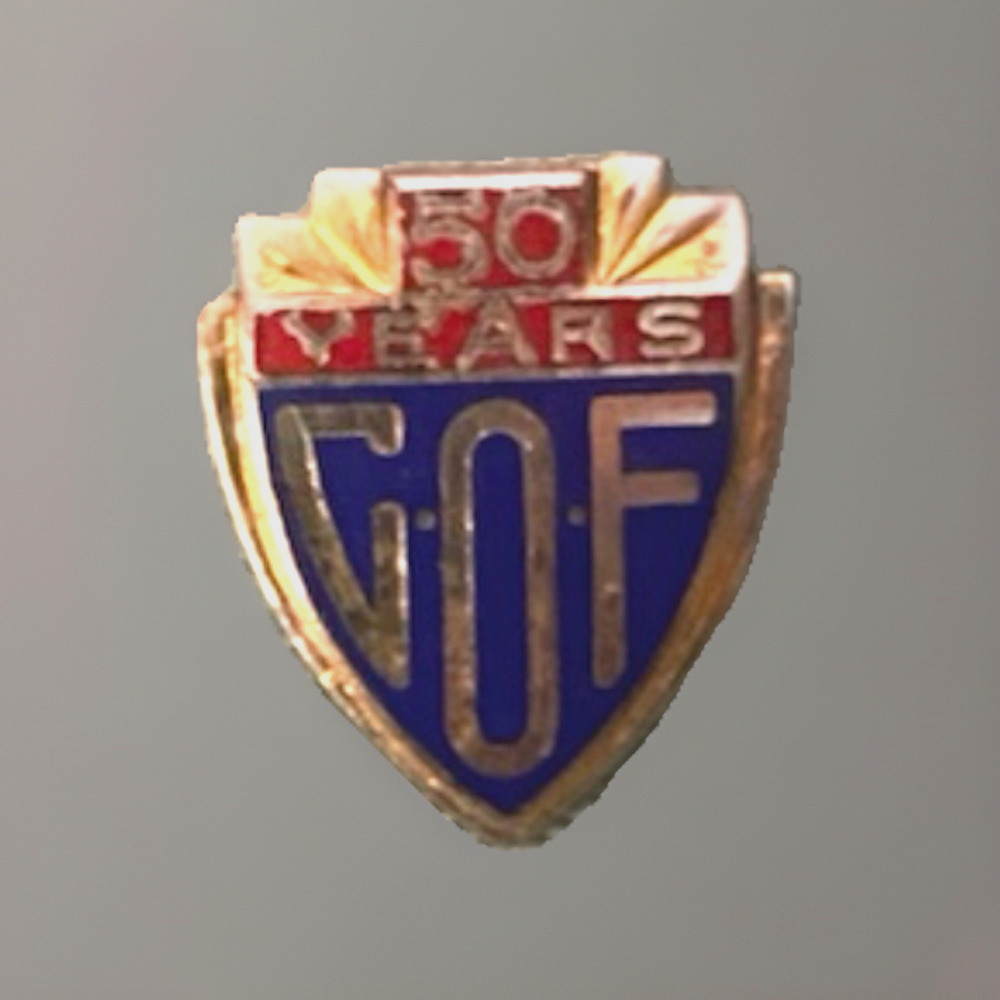 Small COF 50 Years Membership Lapel Pin Catholic Order Of Foresters .5"wx.6"t